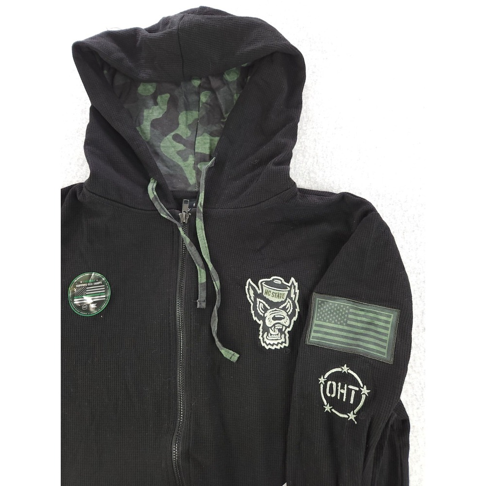 NC State OHT Slim Fit Waffle Thermal Full-Zip Hoodie Jacket Military Size Medium